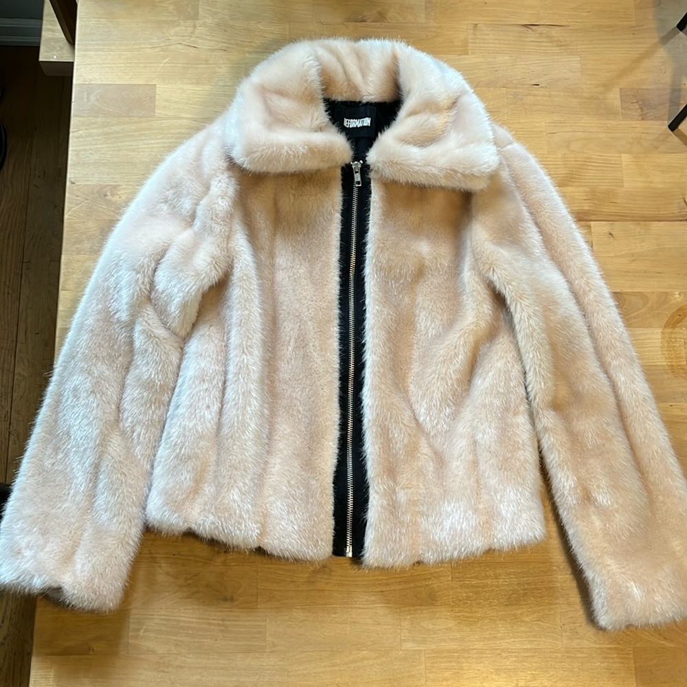 Reformation *blush* pink faux fur jacket XS